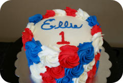 Red, White, & Blue Rose Cake