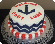 Anchor Chevron Baby Shower Cake